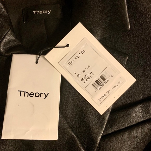 Theory Lamb Leather Blazer in Black. - Picture 11 of 11